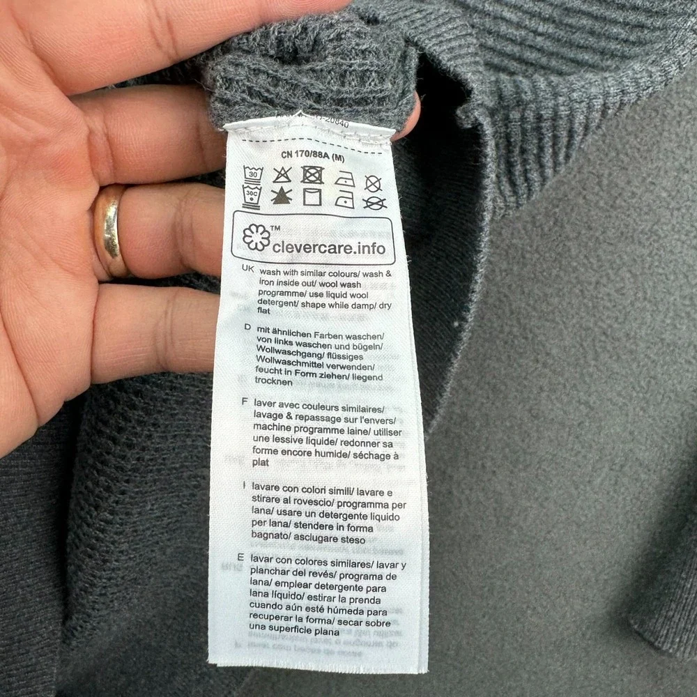 Esprit Shirt Mens Medium Gray Half-Zip Knit Sweater Cotton Cashmere Thick Warm